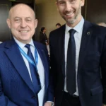 Aleksander Łęgowski ze Sławoszem Uznańskim-Wiśniewskim podczas misji gospdoarczej do Indii